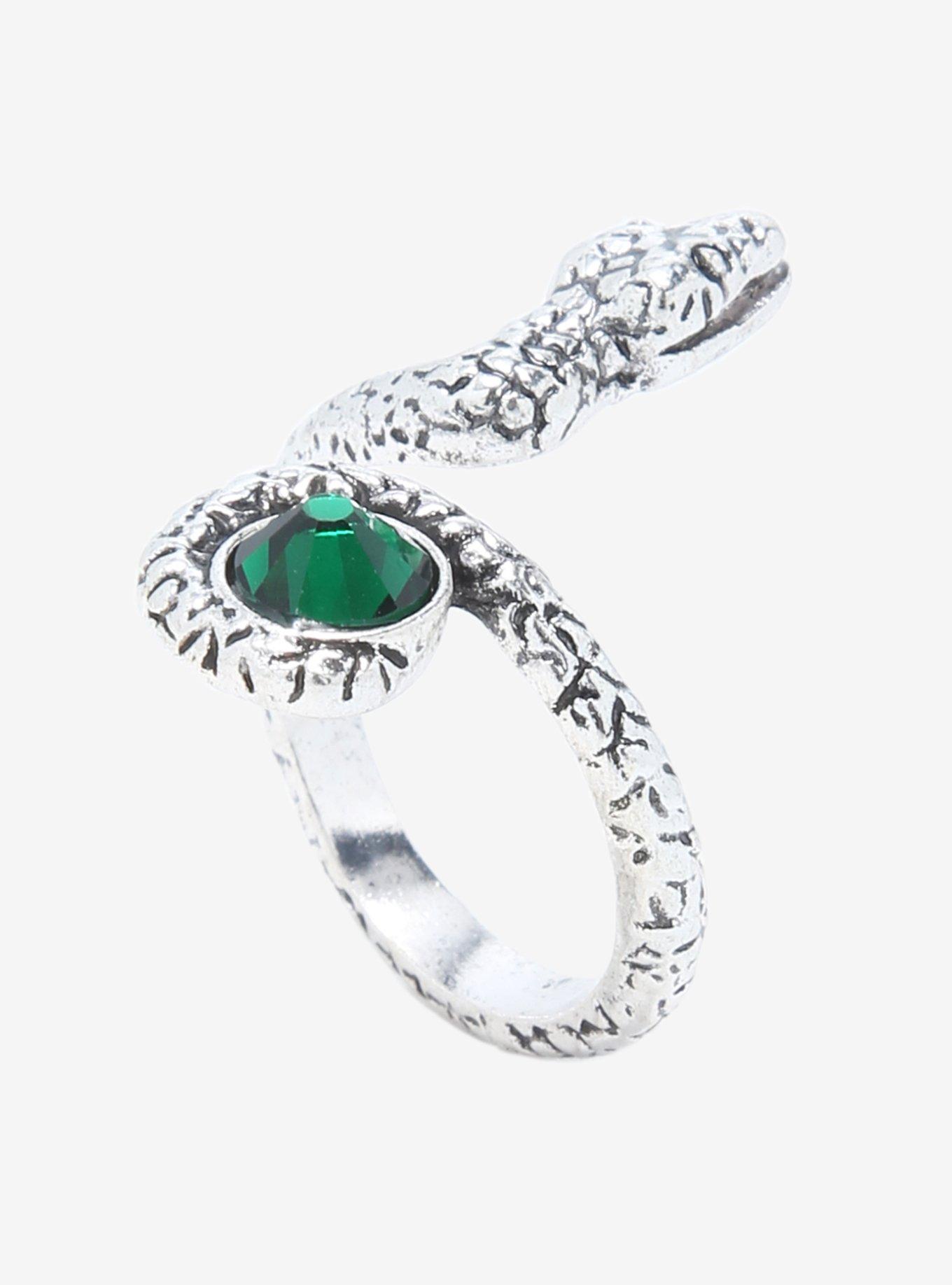 Harry Potter Slytherin Snake Green Gemstone Ring, , alternate