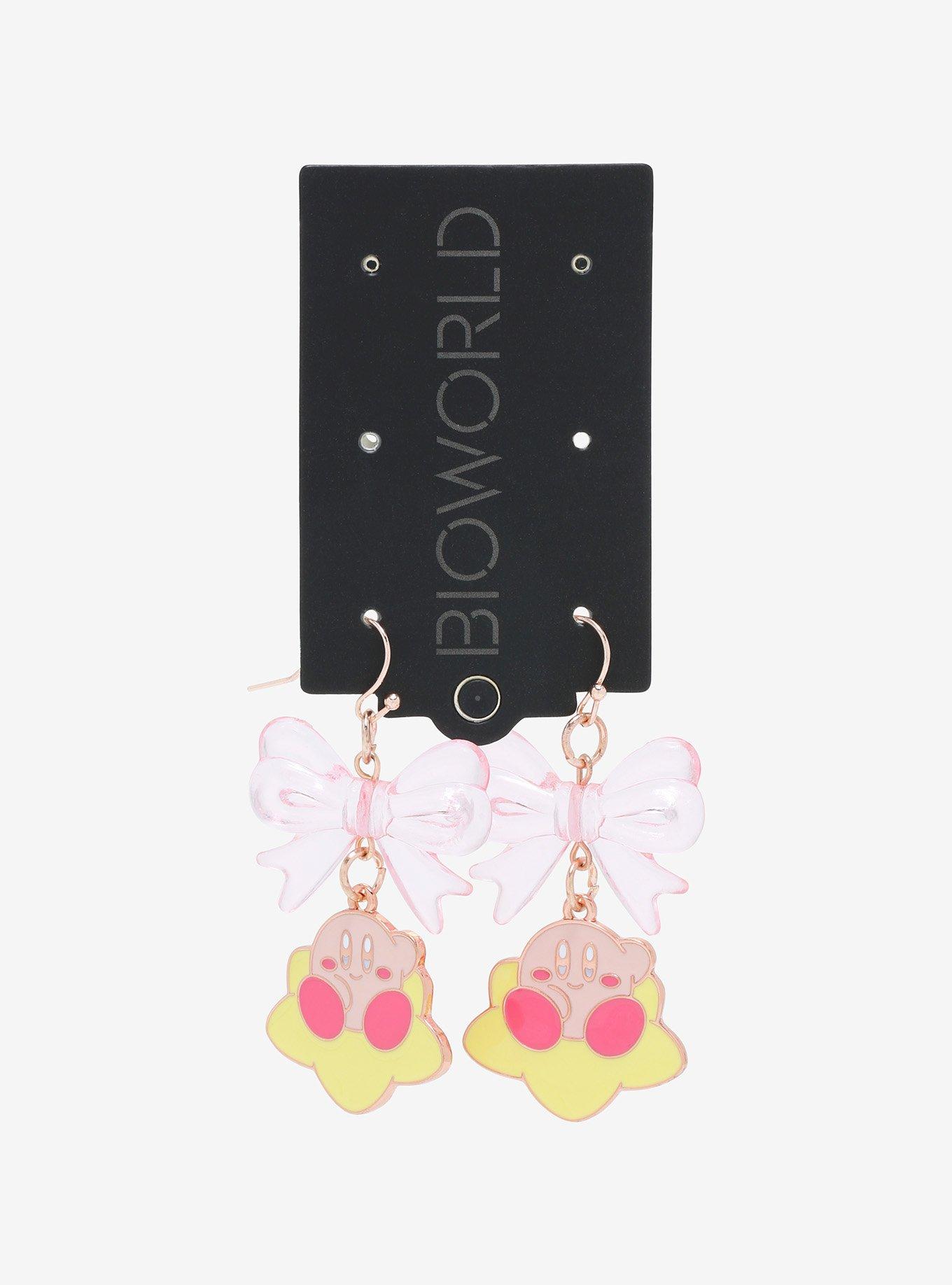 Kirby Pink Bow Earrings, , alternate
