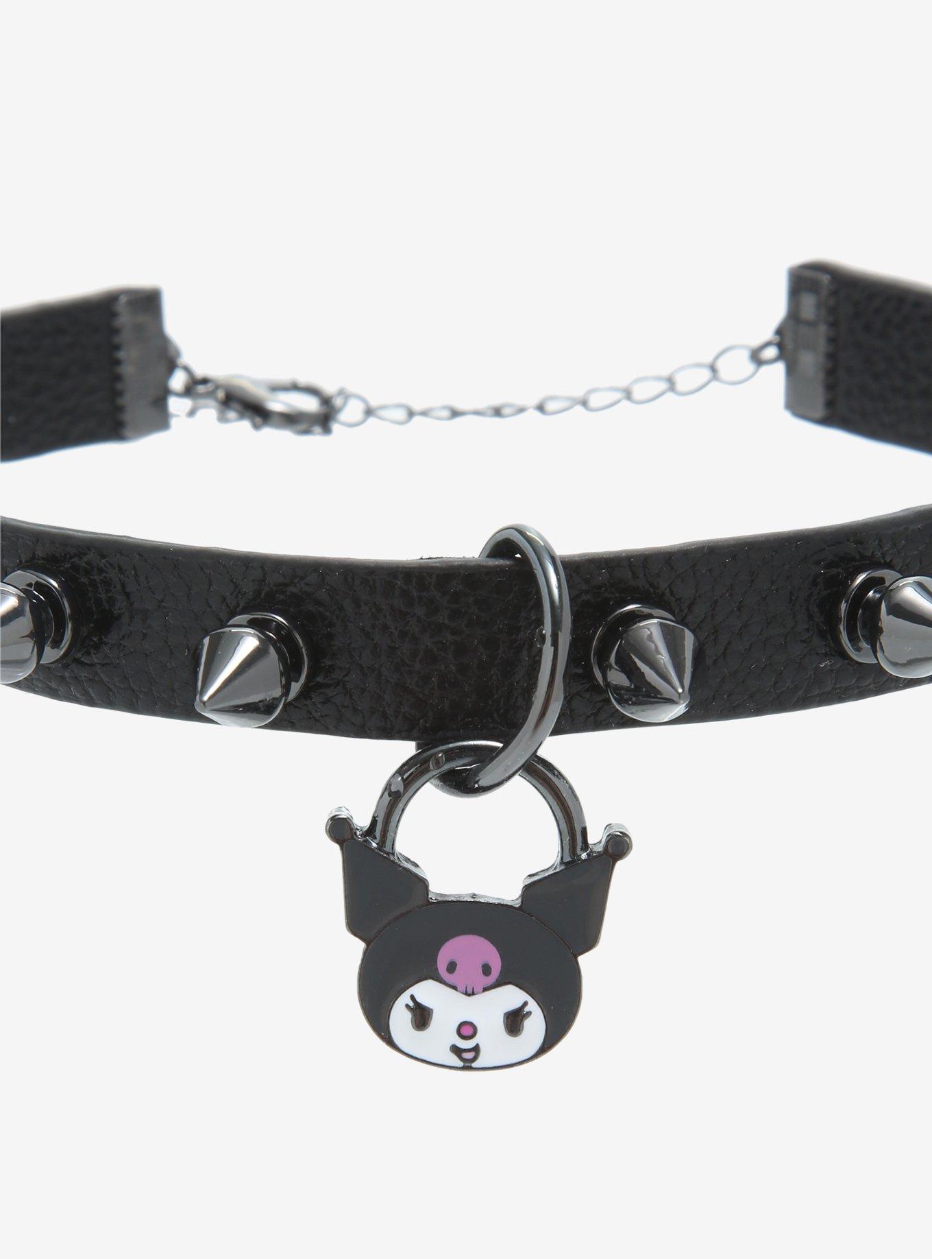 Kuromi Padlock Spiked Choker, , alternate