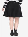 Black Skater Skirt With Grommet Belt Plus Size, BLACK, alternate