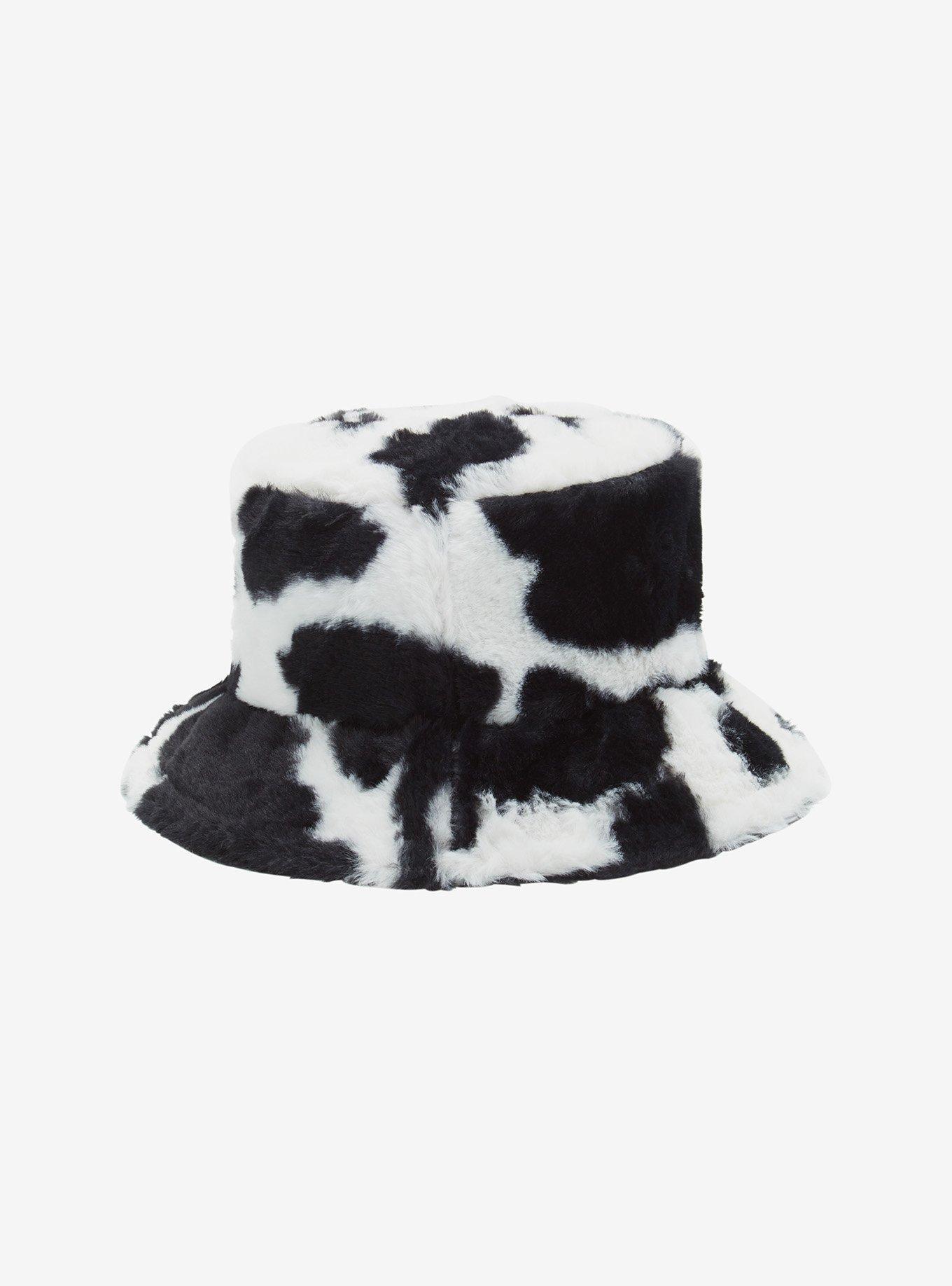 Fuzzy Cow Print Bucket Hat, , alternate