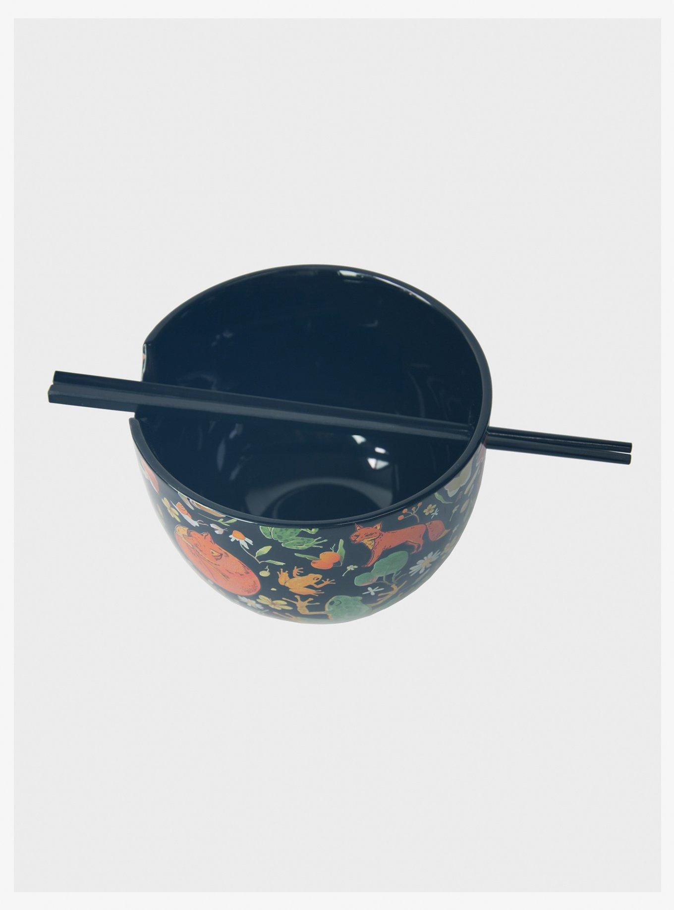 Woodland Creatures Foxes & Frogs Ramen Bowl With Chopsticks, , alternate
