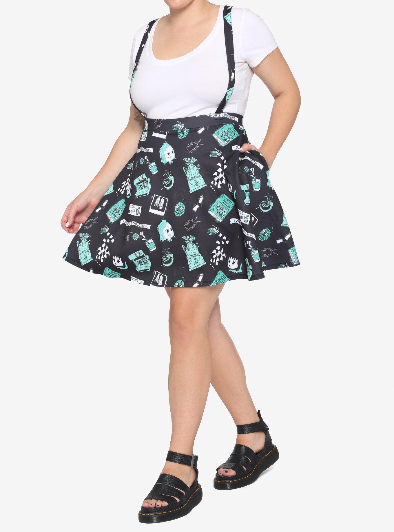 Beetlejuice Chibi Suspender Skirt Plus Size, MULTI, alternate