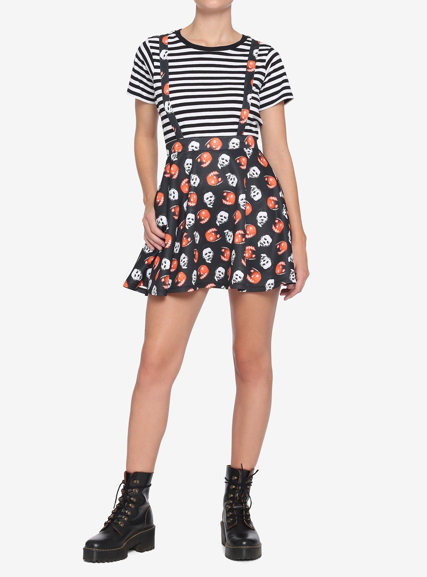Halloween Michael Myers Pumpkin Suspender Skirt, MULTI, alternate