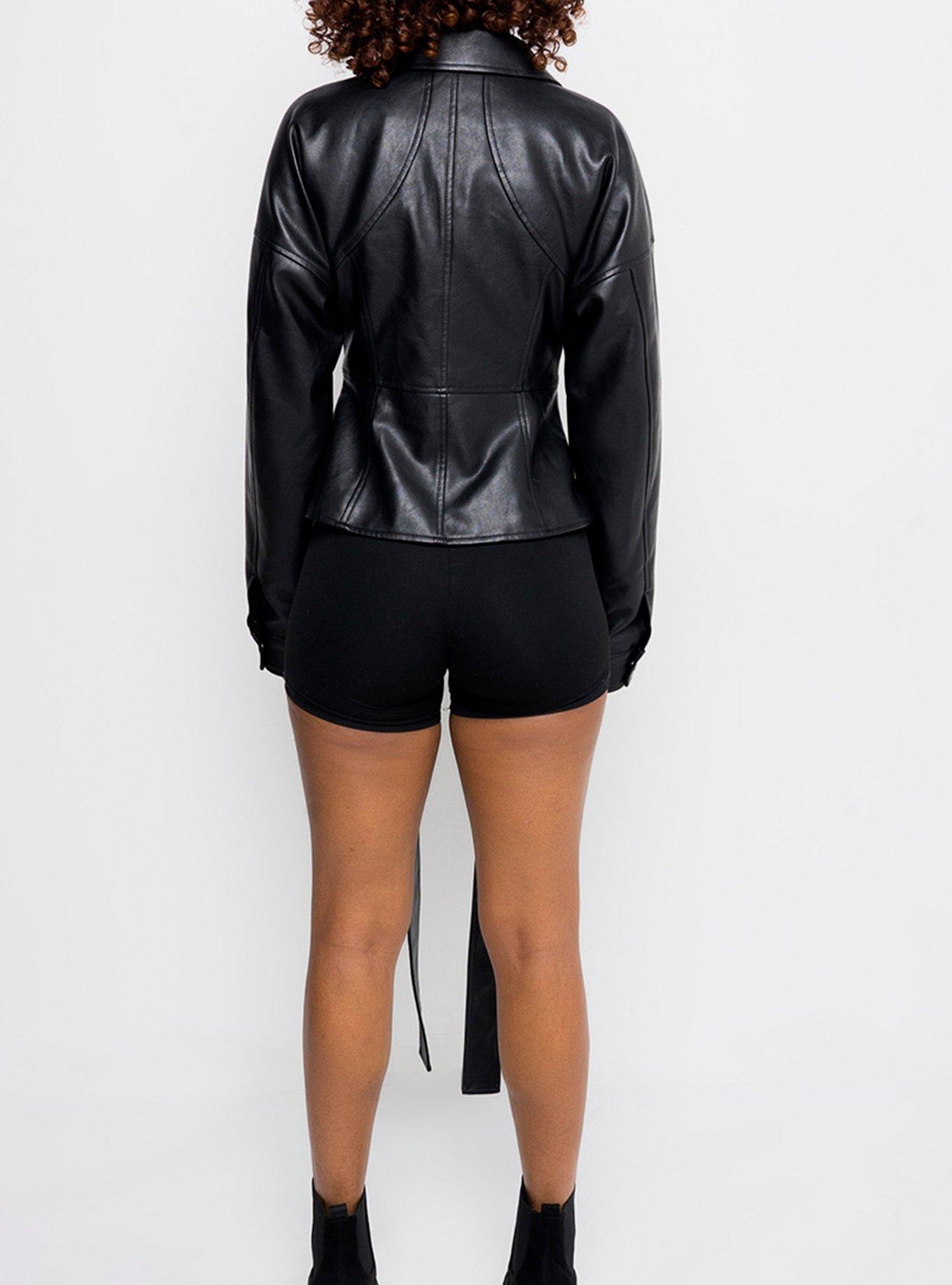 Azalea Wang Rule Breaker Faux Leather Jacket, BLACK, alternate