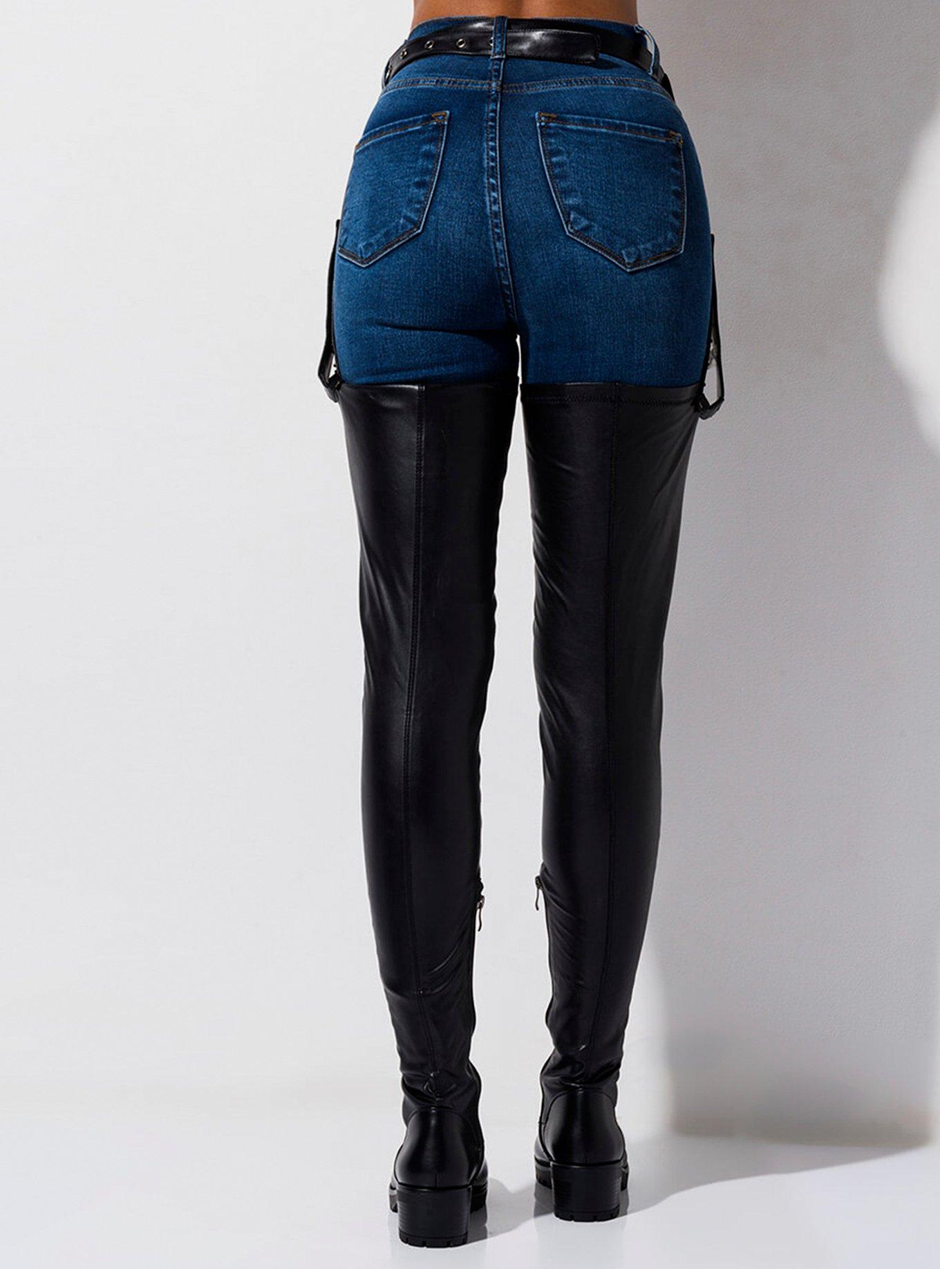 Azalea Wang Strapped And Ready Belted Boots, BLACK, alternate