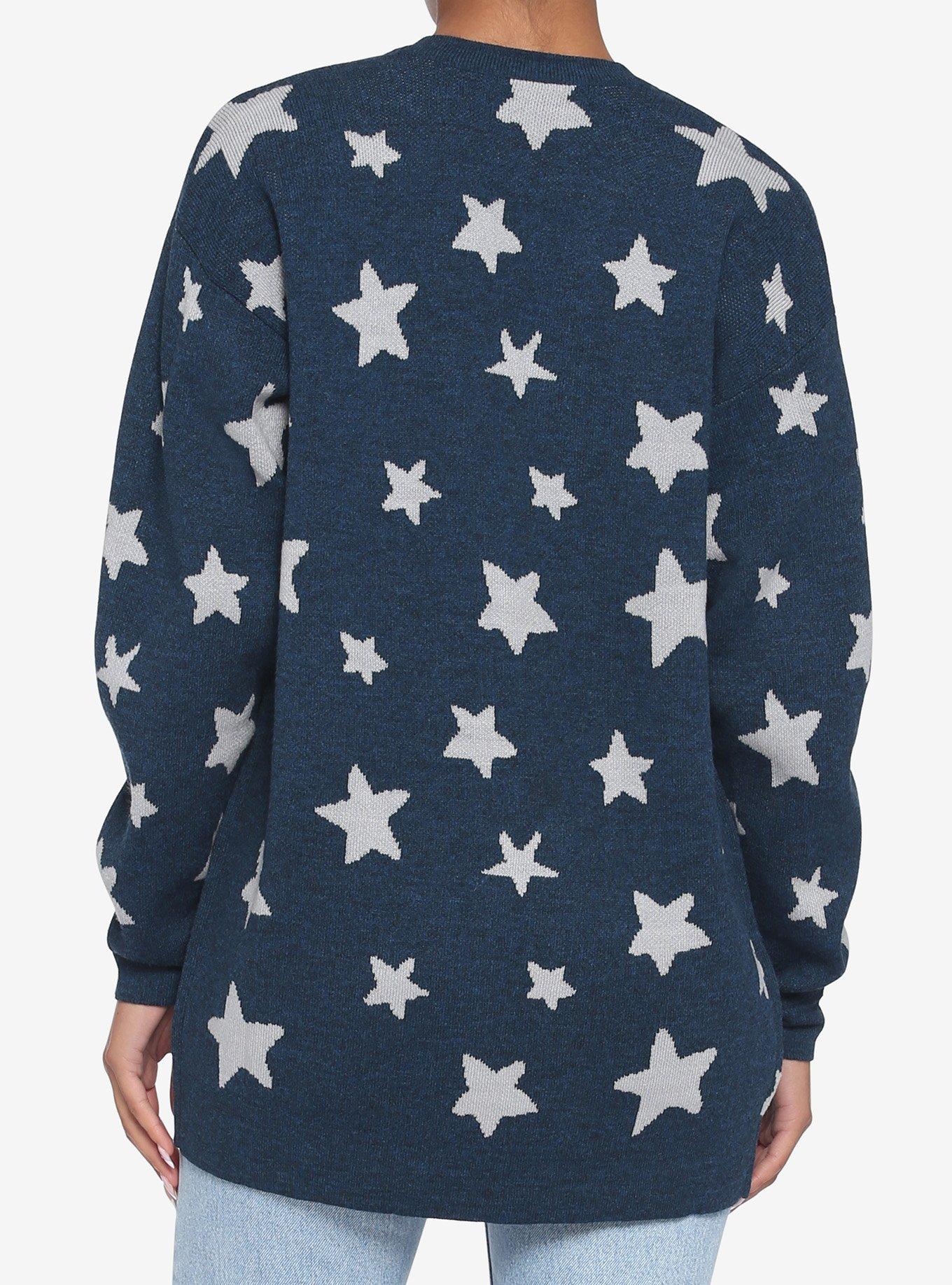 Coraline Blue & Silver Stars Girls Cardigan, MULTI, alternate