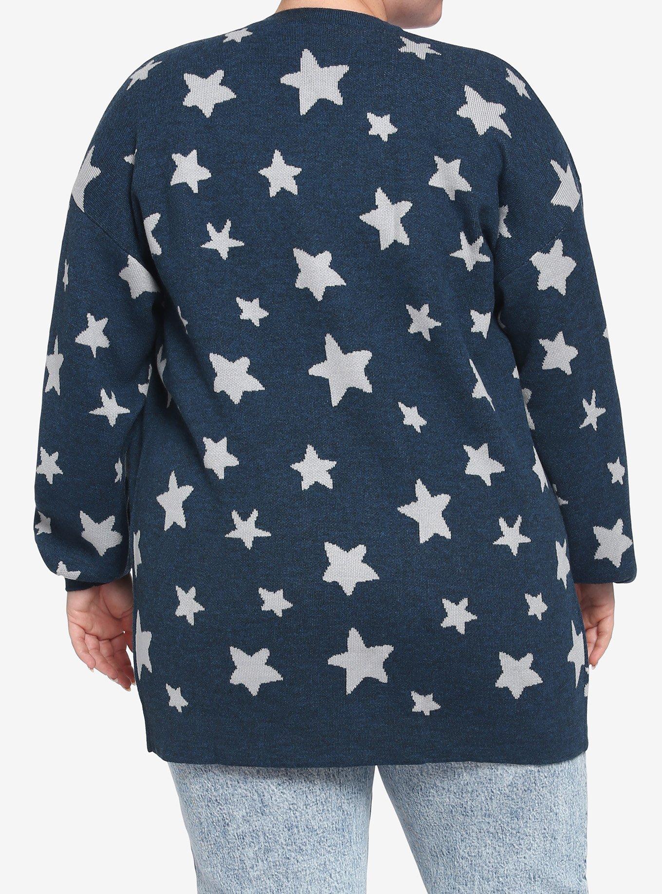 Coraline Blue & Silver Stars Girls Cardigan Plus Size, MULTI, alternate