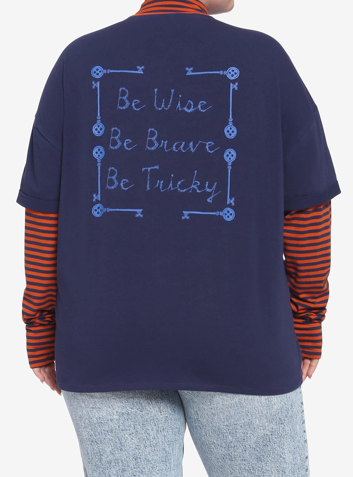 Coraline Stripe Mock Neck Twofer Girls Long-Sleeve T-Shirt Plus Size, MULTI, alternate - view 3