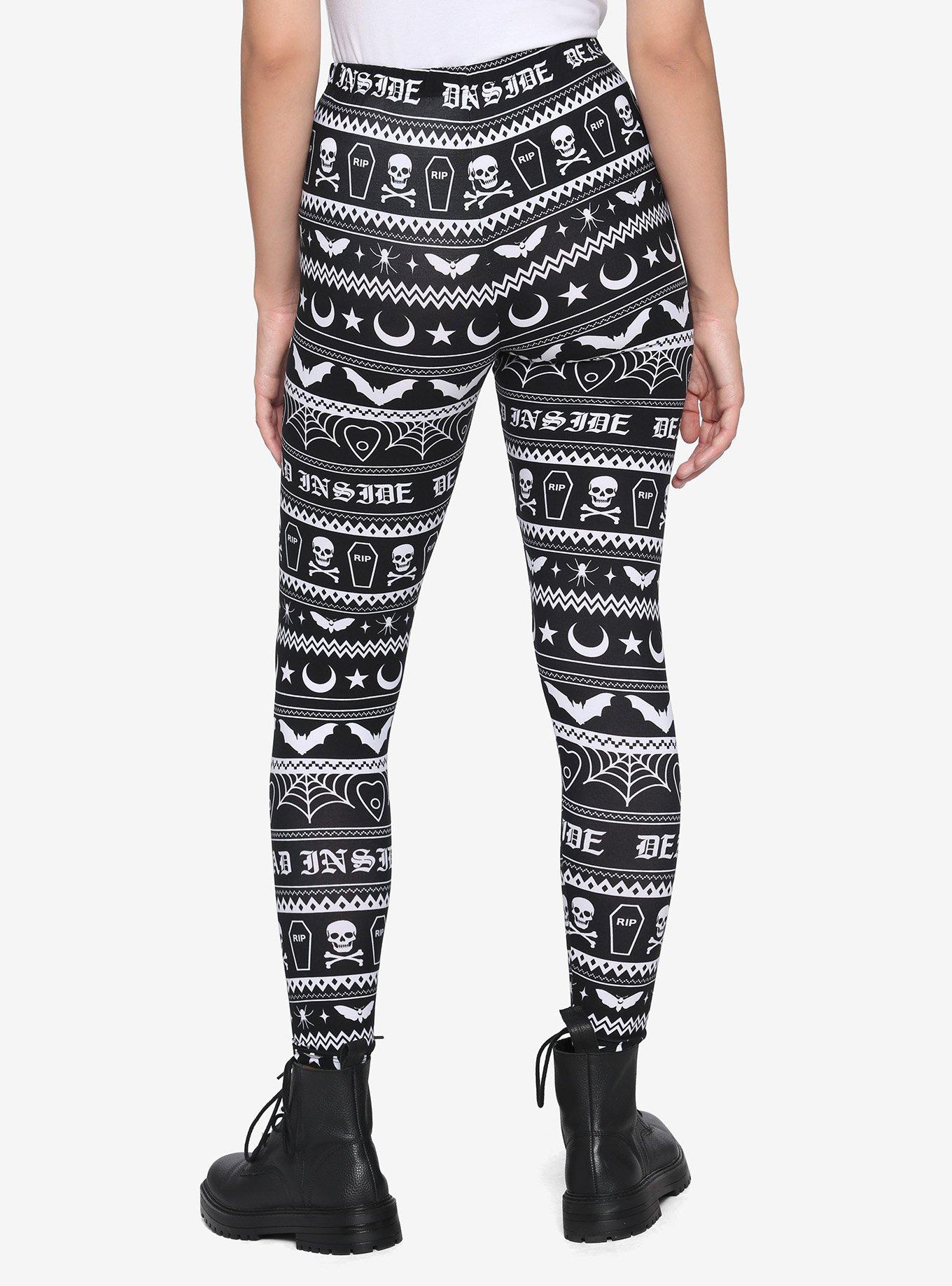 Halloween Fair Isle Leggings, BLACK, alternate