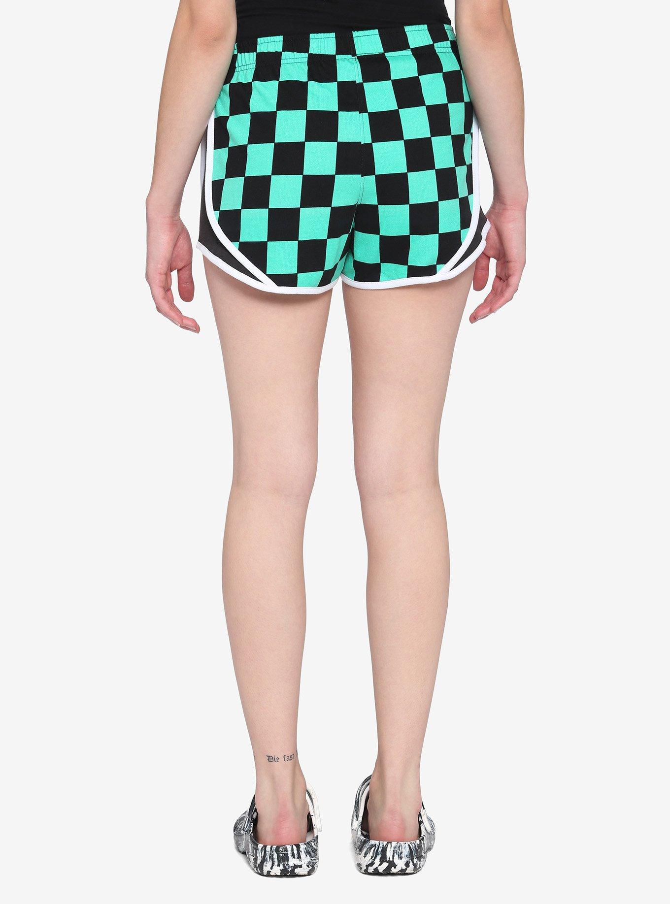 Demon Slayer: Kimetsu No Yaiba Tanjiro Checkered Girls Soft Shorts, MULTI, alternate