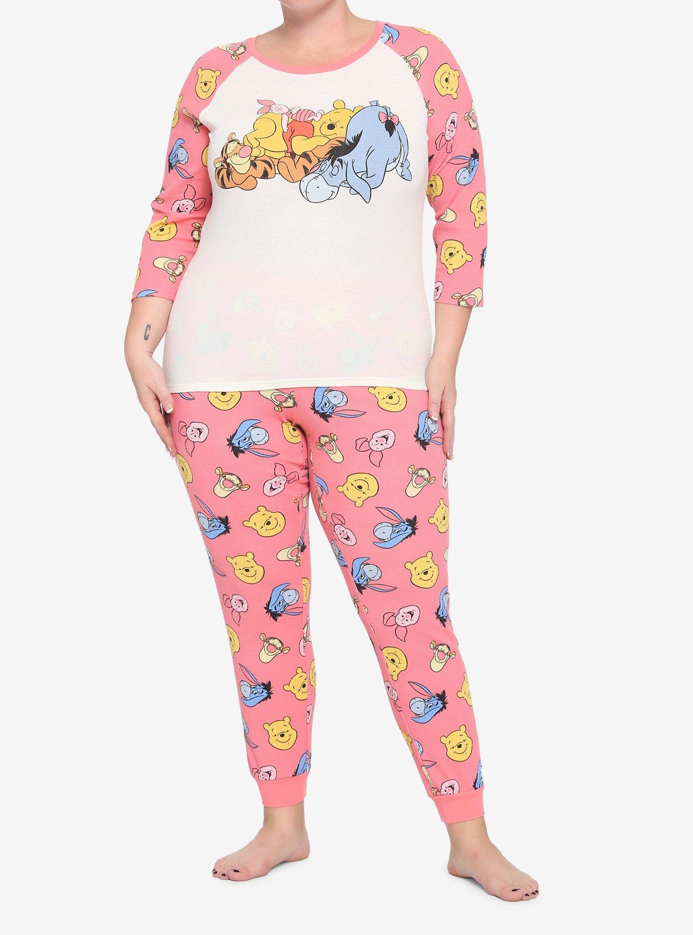Disney Winnie The Pooh Characters Girls Thermal Pajama Set Plus Size, MULTI, alternate