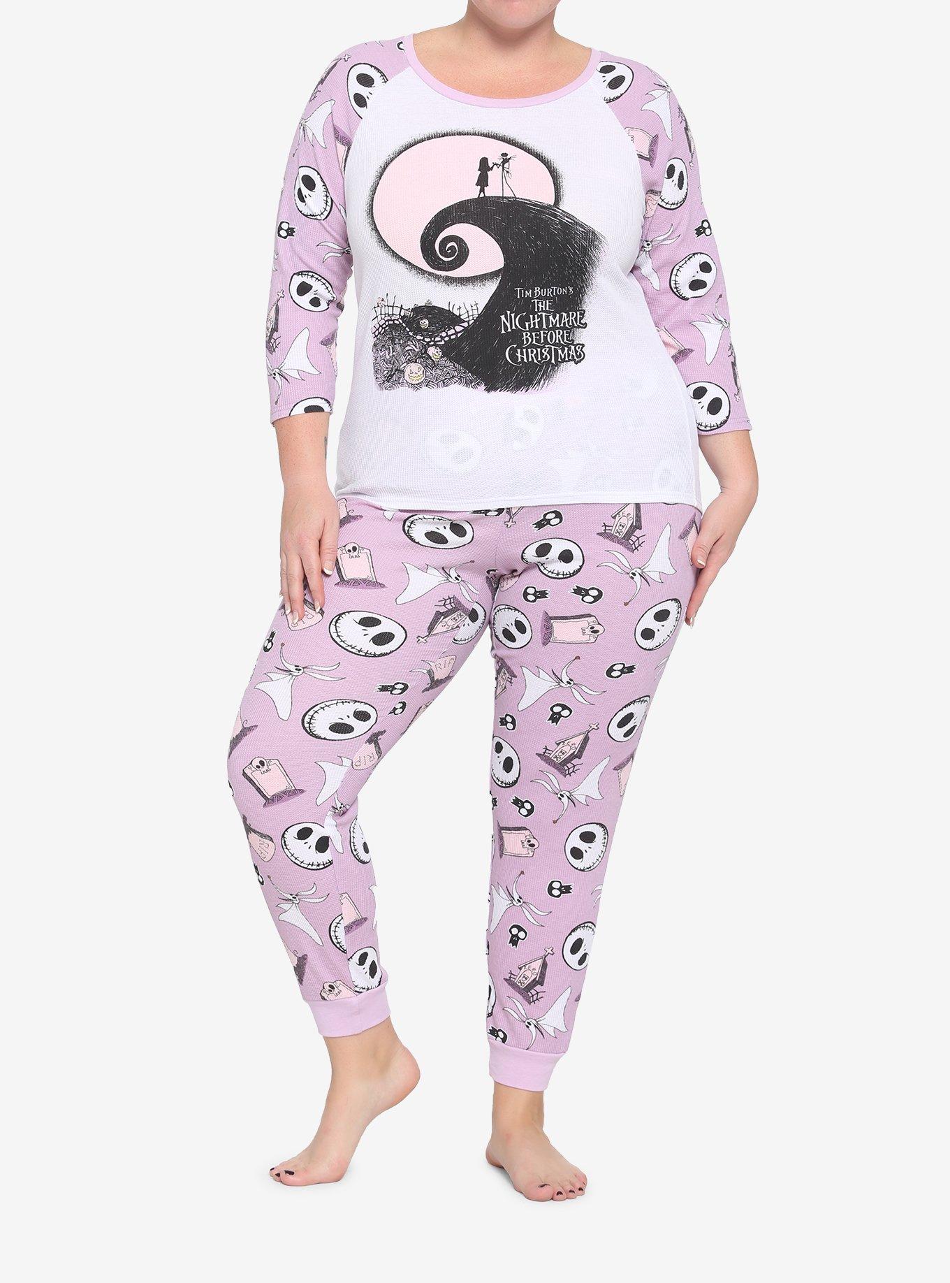 The Nightmare Before Christmas Lavender Girls Thermal Pajama Set Plus Size, MULTI, alternate