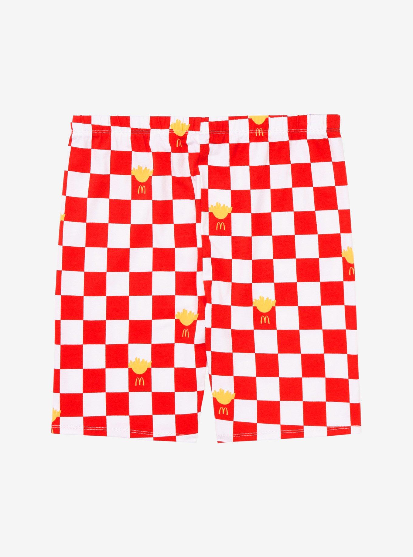 McDonald's French Fries Checkered Women's Biker Shorts - BoxLunch Exclusive, CHECKERED, alternate