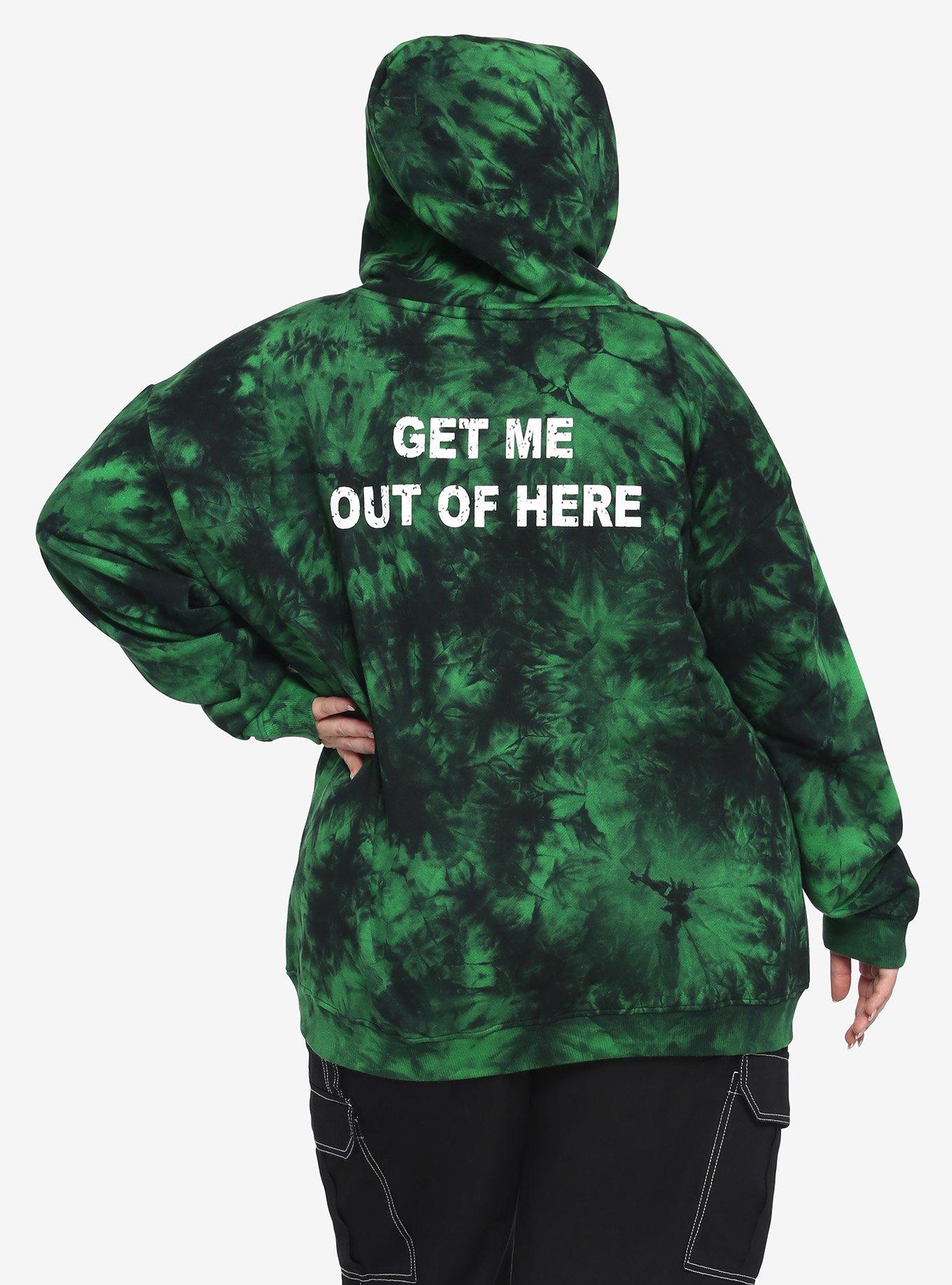 Alien Get Me Out Of Here Green Wash Girls Hoodie Plus Size, MULTI, alternate - view 3