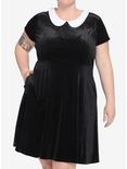 Black & White Collar Velvet Dress Plus Size, MULTI, alternate