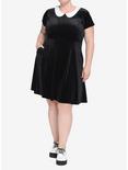 Black & White Collar Velvet Dress Plus Size, MULTI, alternate