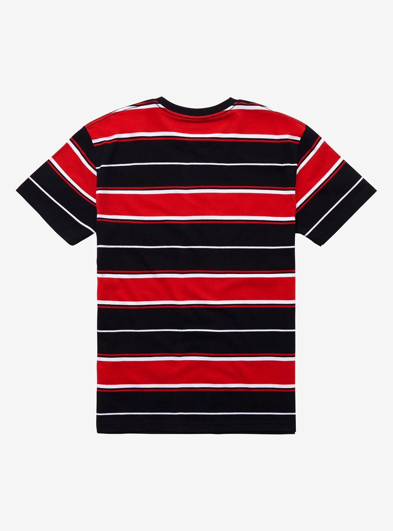 Red Black & White Stripe T-Shirt, STRIPE - RED, alternate