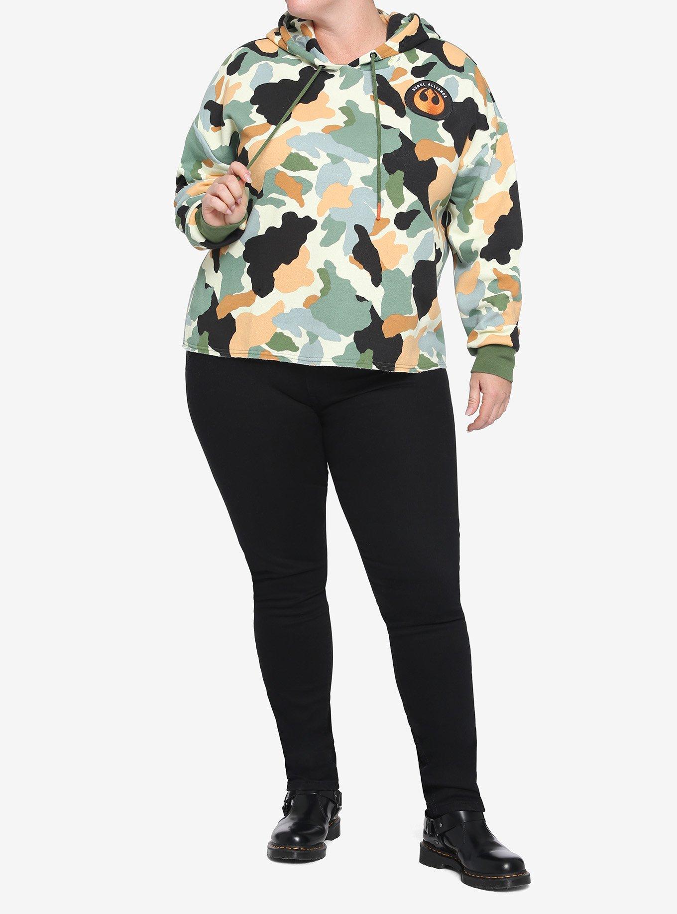 Her Universe Star Wars Camo Semi-Crop Hoodie Plus Size Her Universe Exclusive, MULTI, alternate