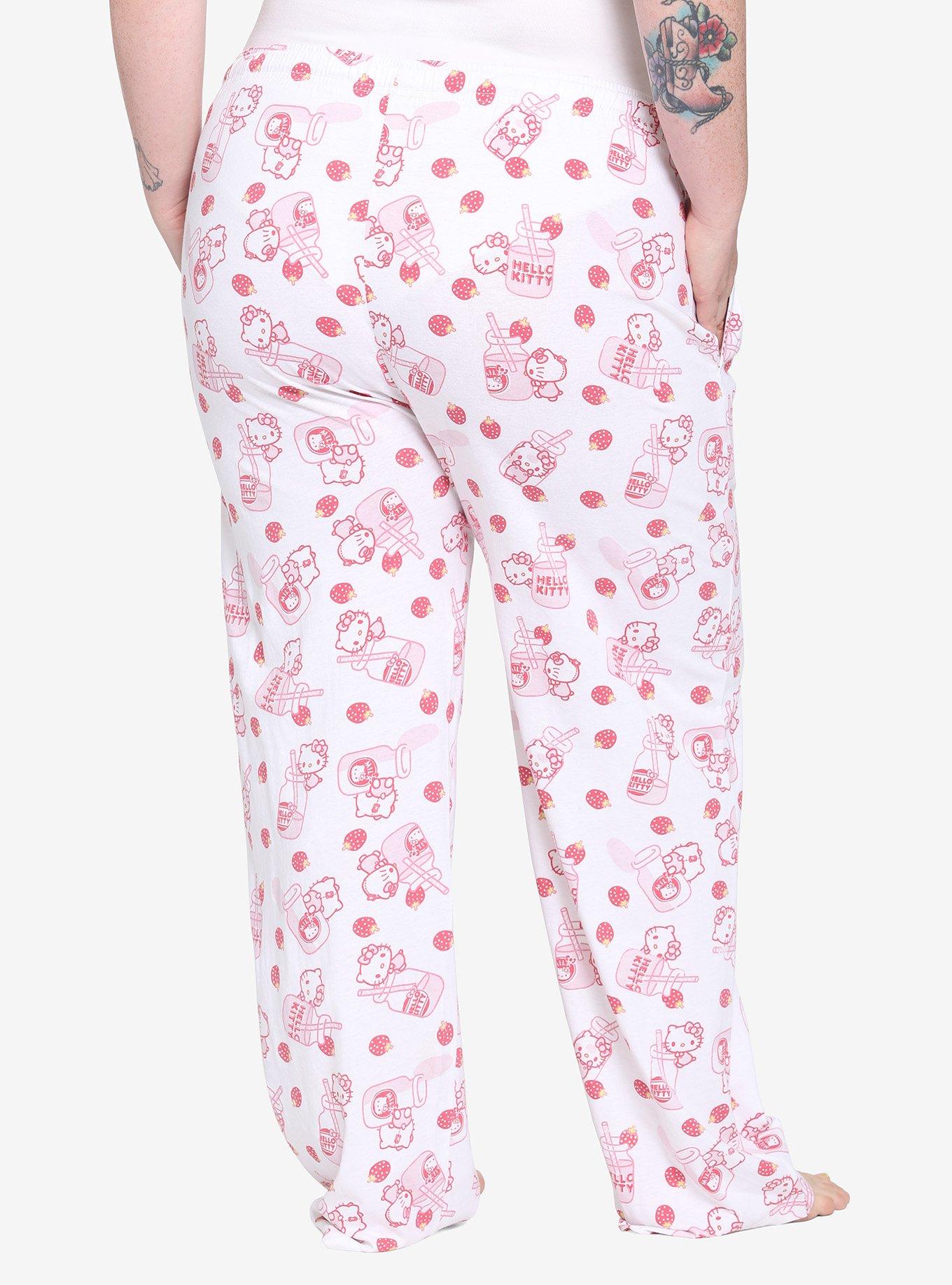 Hello Kitty Strawberry Milk Girls Pajama Pants Plus Size, MULTI, alternate