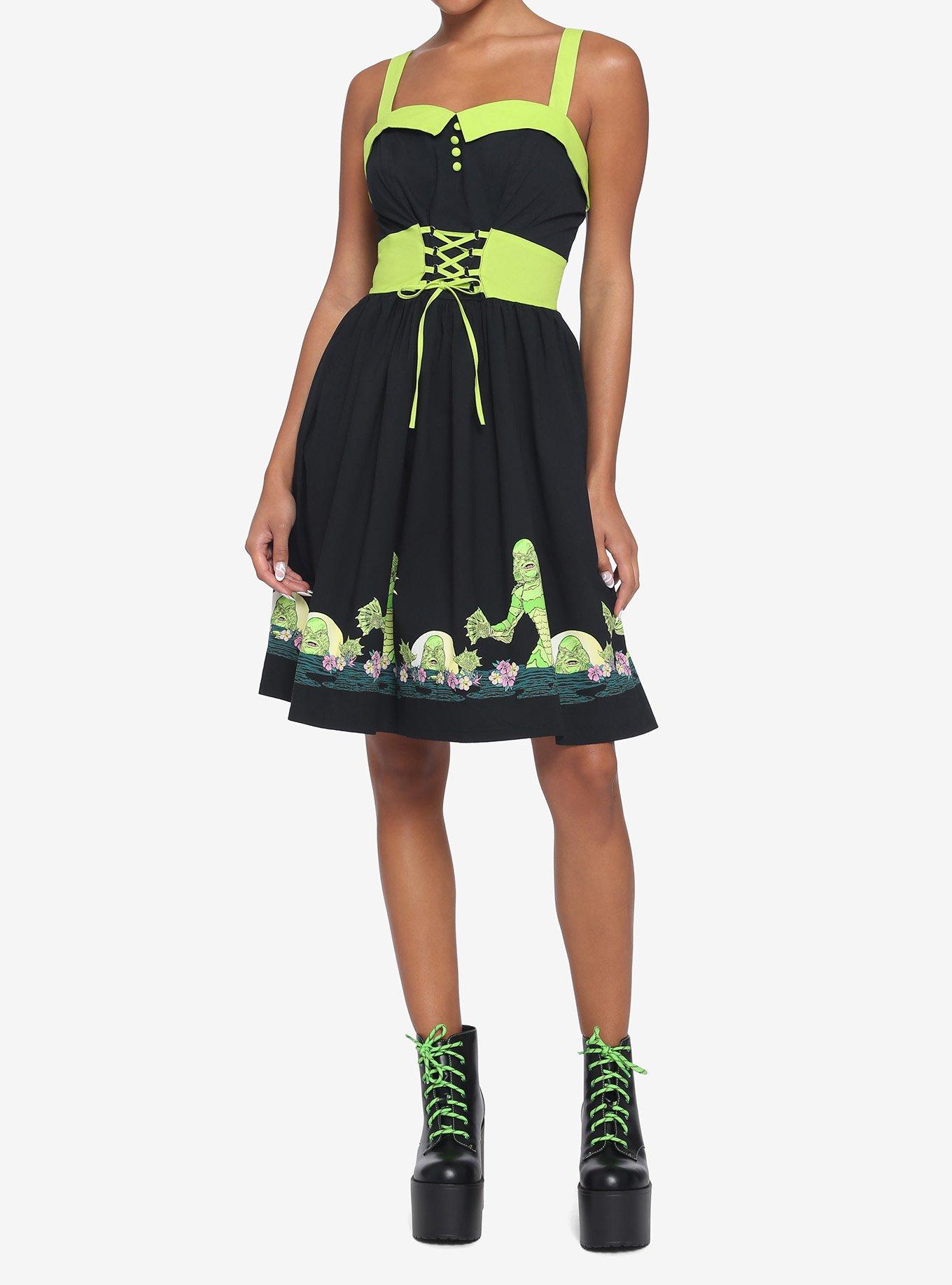 Universal Monsters Creature From The Black Lagoon Lace-Up Dress, MULTI, alternate