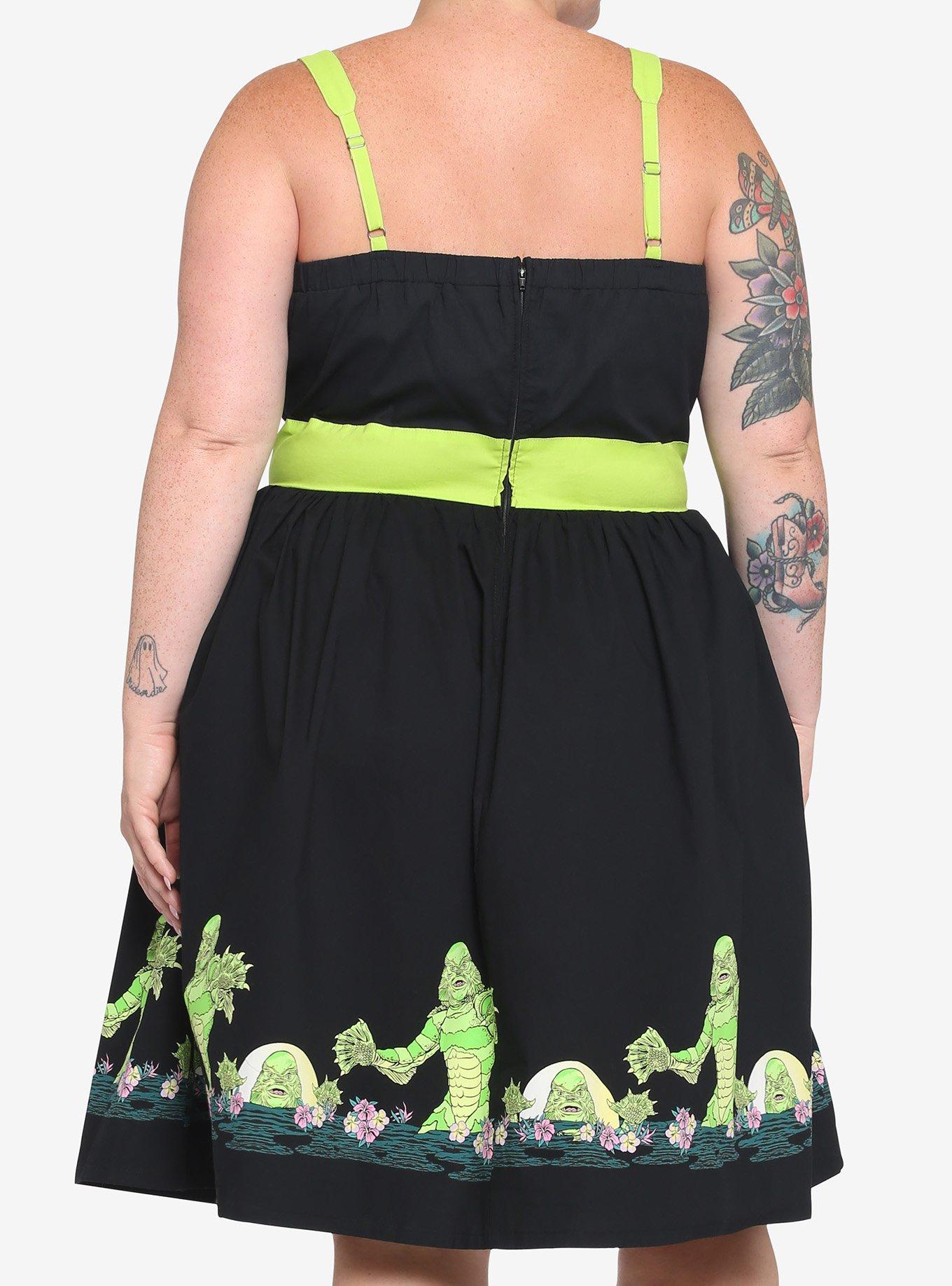 Universal Monsters Creature From The Black Lagoon Lace-Up Dress Plus Size, MULTI, alternate