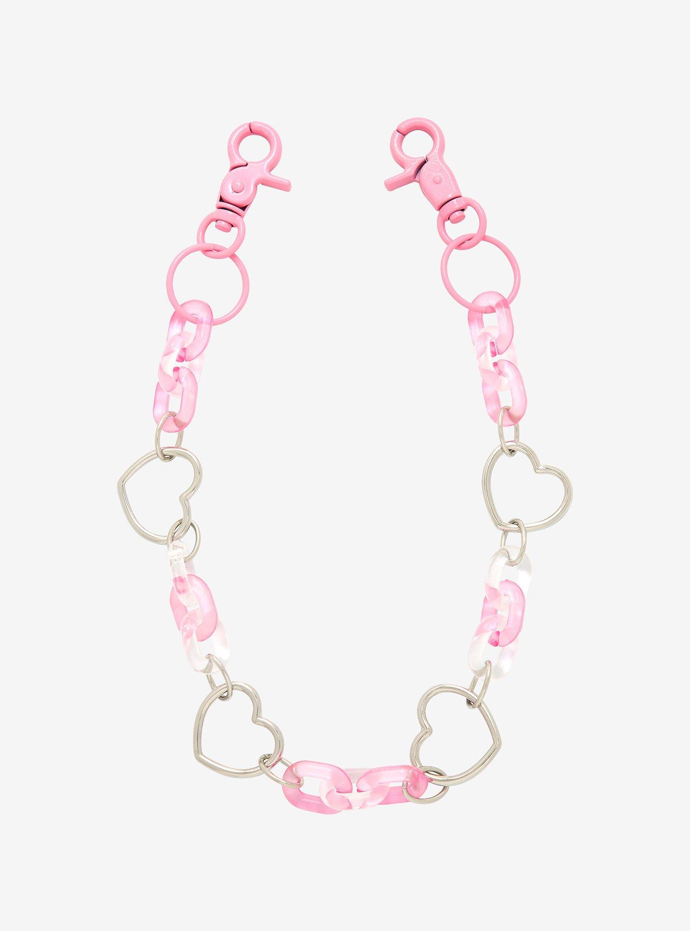 Pink Heart 18 Inch Wallet Chain, , hi-res