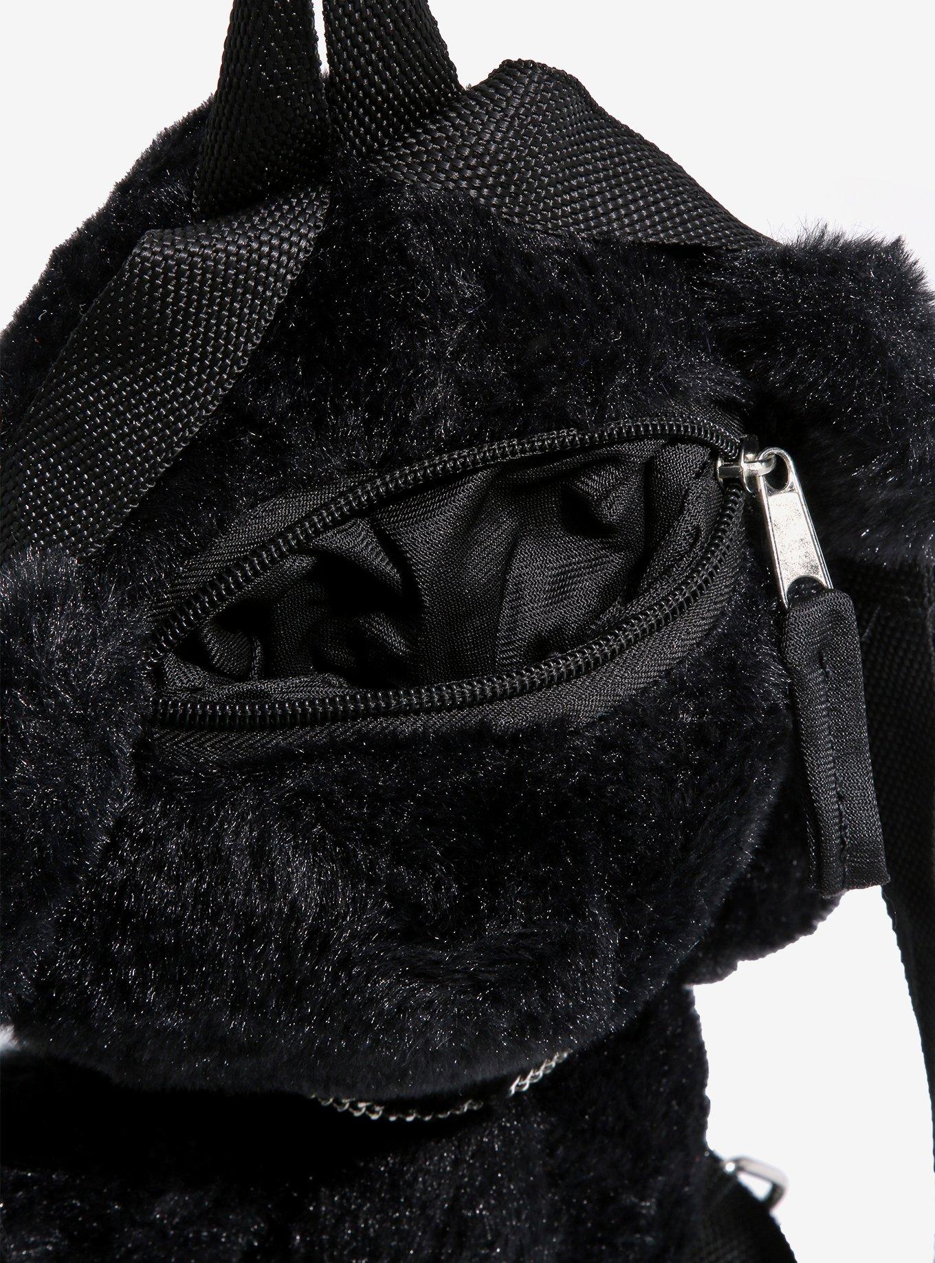 Black Teddy Bear Plush Backpack, , alternate