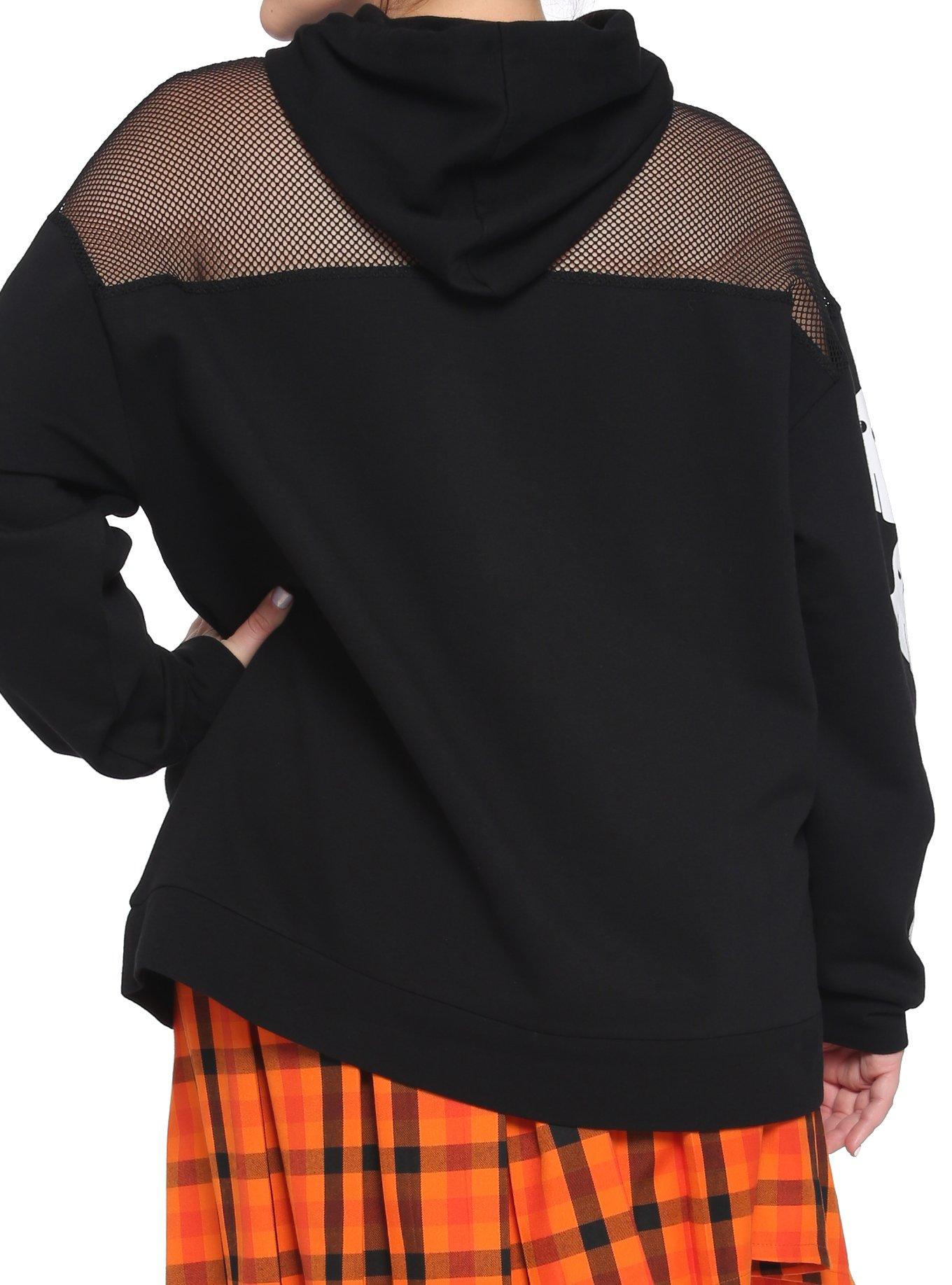 Ghost Boo! Oversized Mesh Girls Hoodie Plus Size, BLACK, alternate