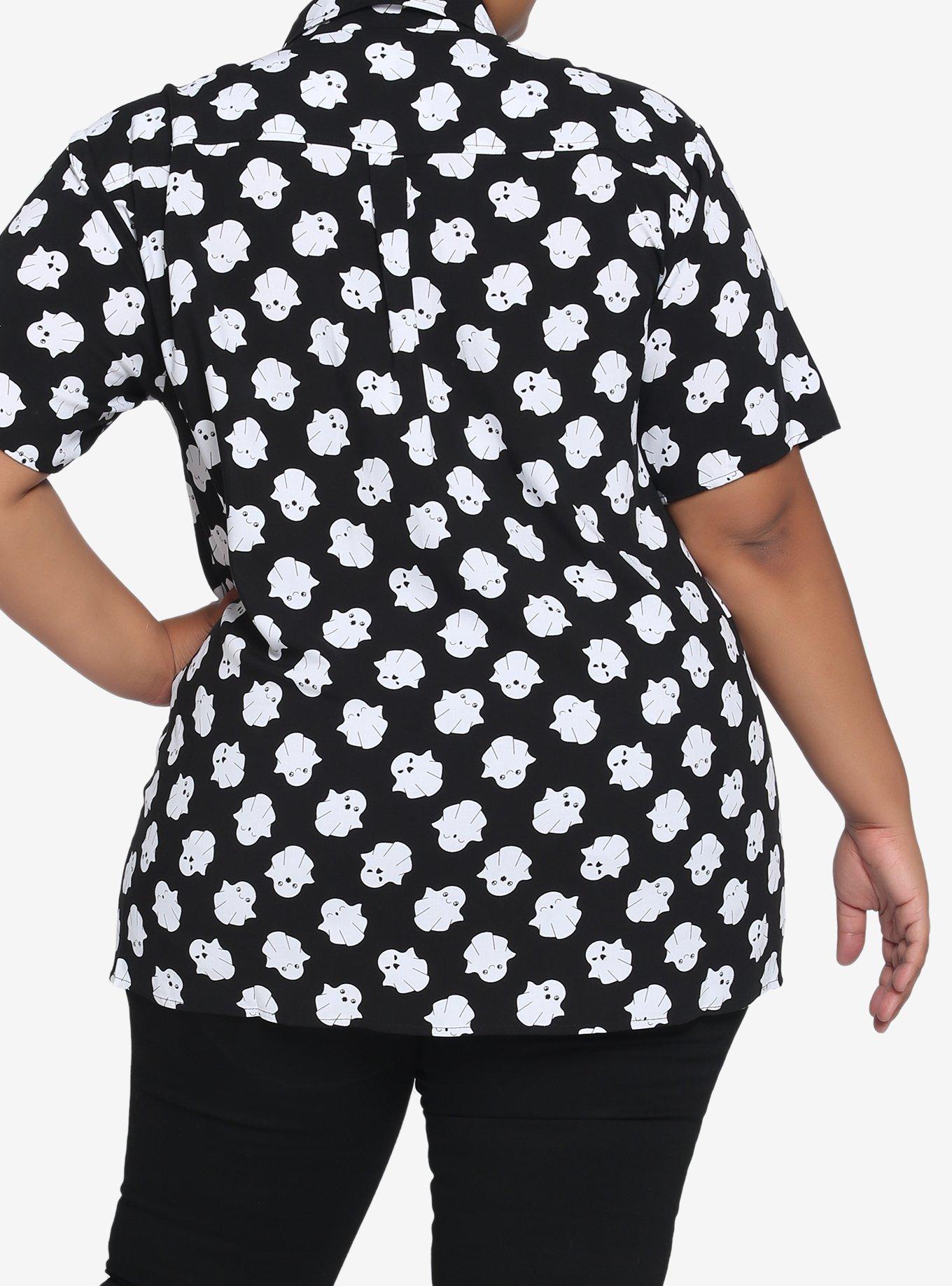 Ghost Girls Woven Button-Up Plus Size, BLACK, alternate