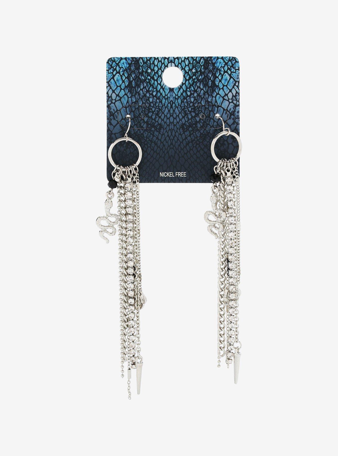 Multi Chain Snake Drop Earrings, , alternate