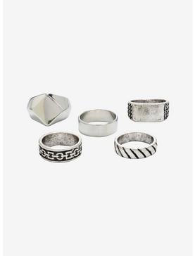 Burnished Silver Tone Multi Size Ring Set, , hi-res