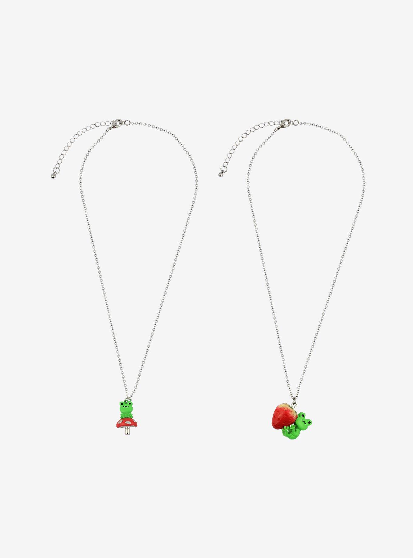 Strawberry & Mushroom Frogs Best Friends Necklace Set, , alternate