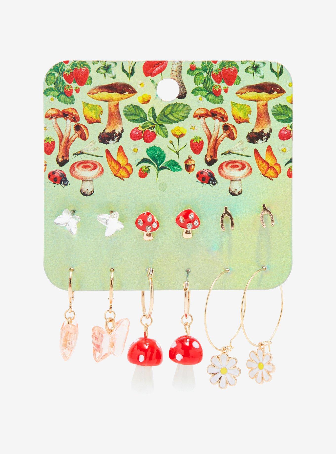 Butterfly Mushroom Earring Set, , alternate