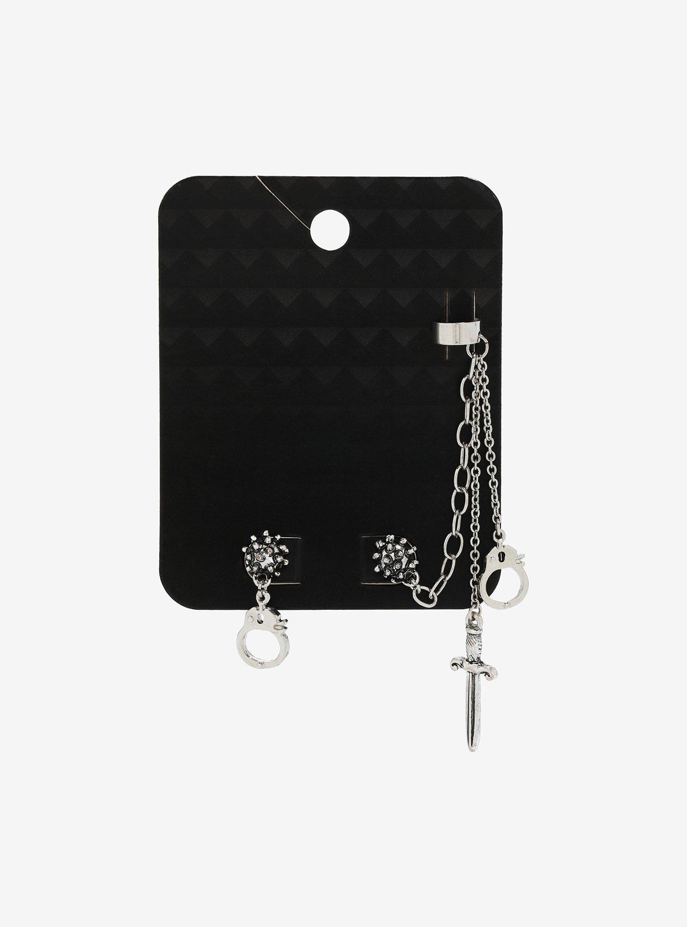 Dagger Mace & Handcuff Earrings, , alternate