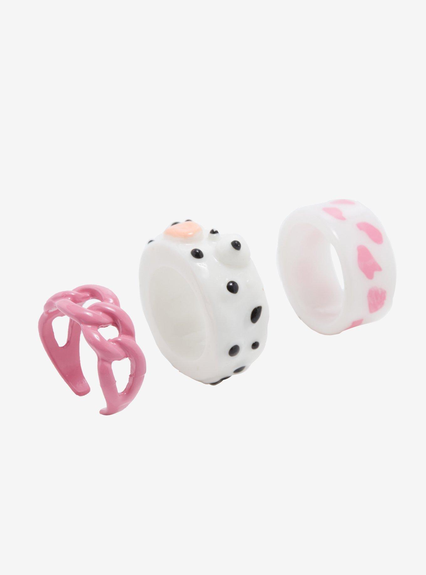 Cow Print Chunky Ring Set, , alternate