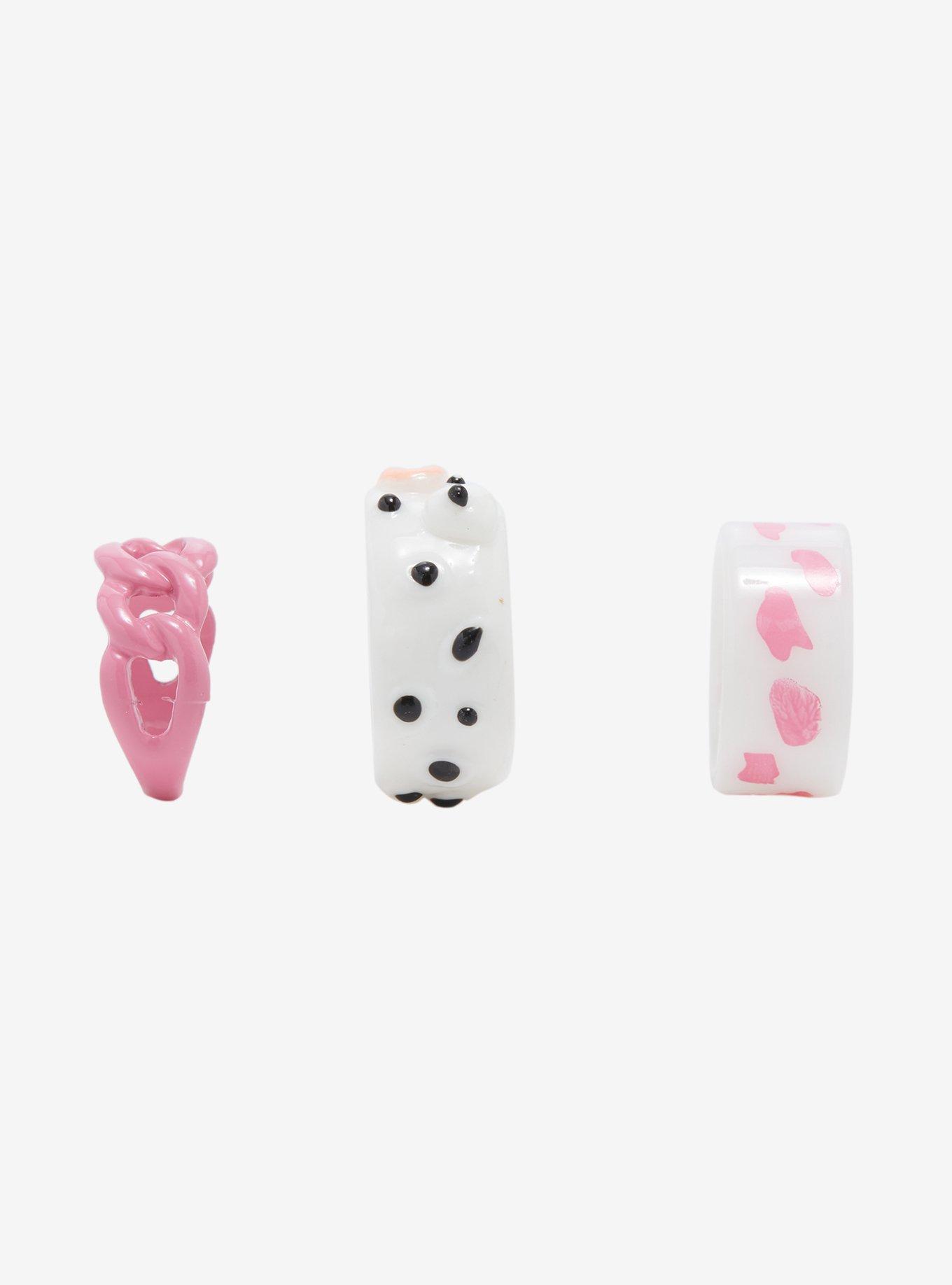 Cow Print Chunky Ring Set, , alternate