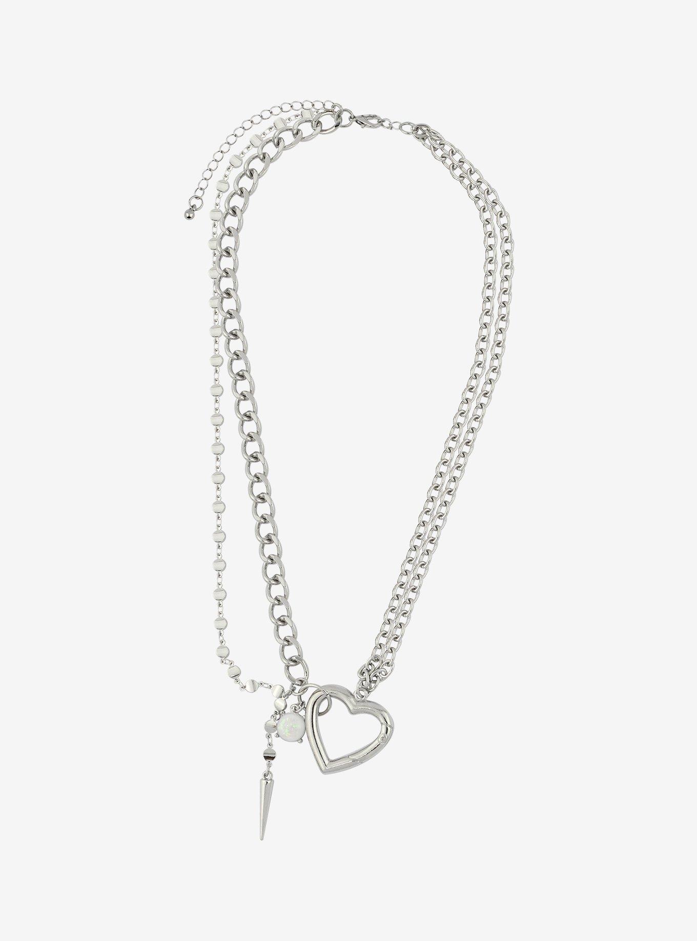 Heart Chain Clasp Necklace, , alternate