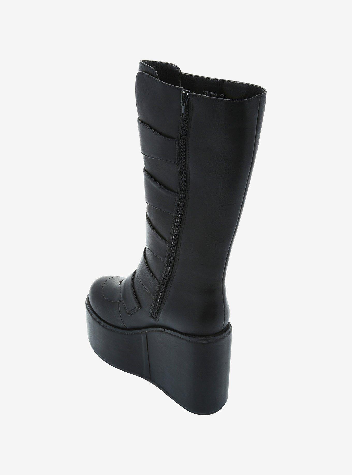 Black Heart Buckle Platform Boots, MULTI, alternate