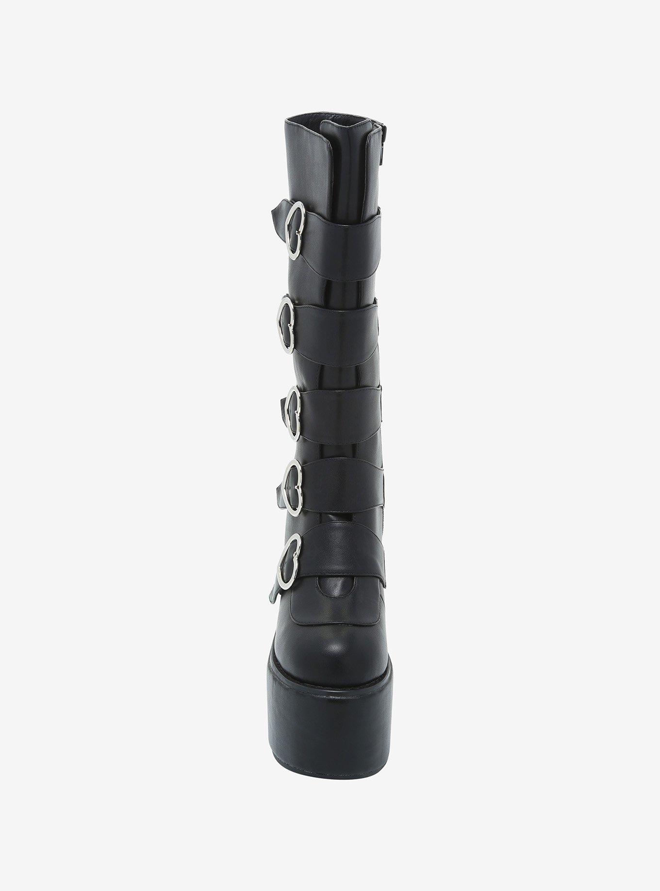 Black Heart Buckle Platform Boots, MULTI, alternate