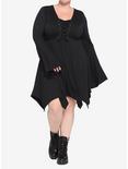 Black Lace-Up Hanky Hem Dress Plus Size, BLACK, alternate