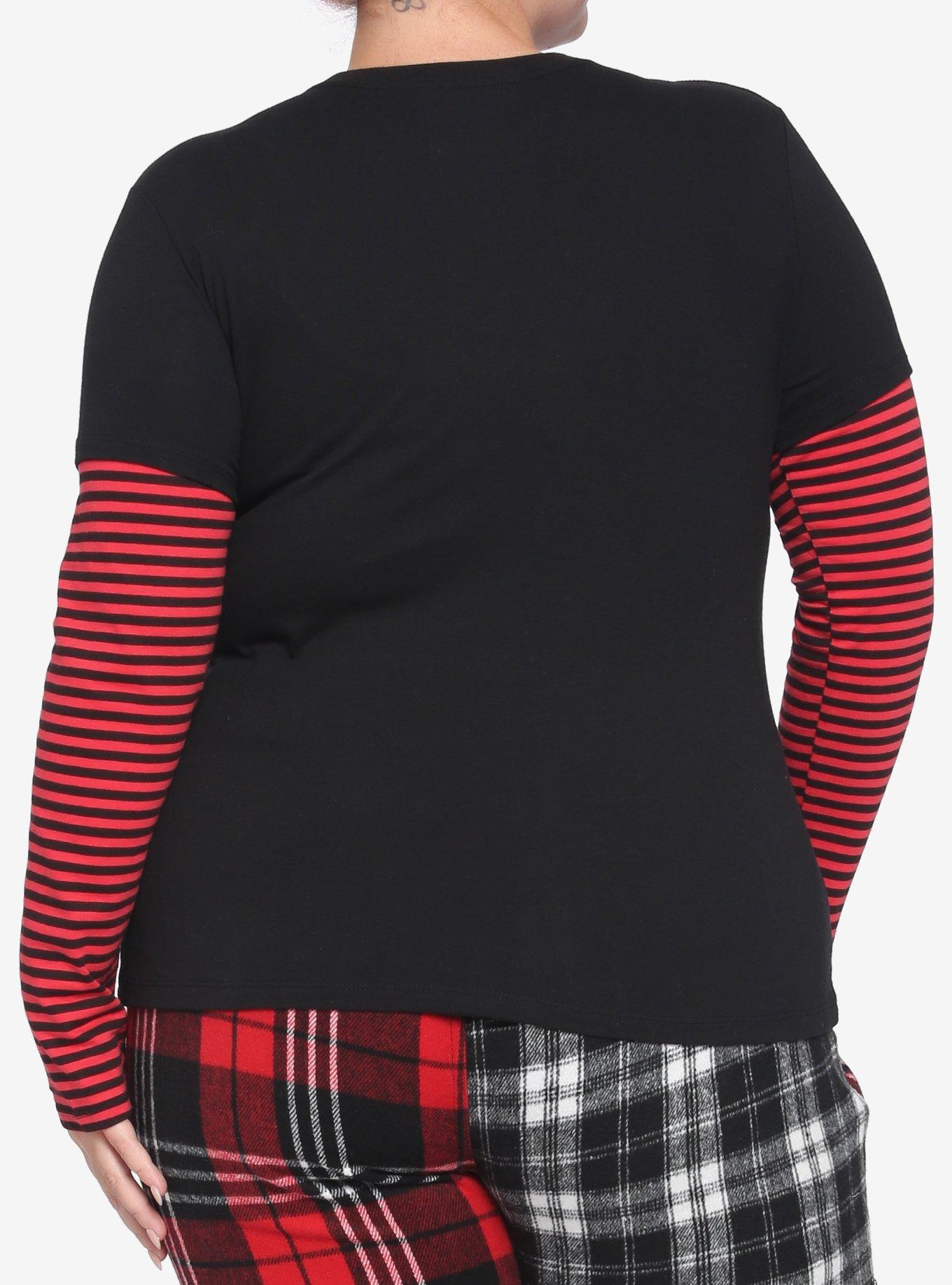 InuYasha Sit Boy Stripe Twofer Girls Long-Sleeve T-Shirt Plus Size, MULTI, alternate