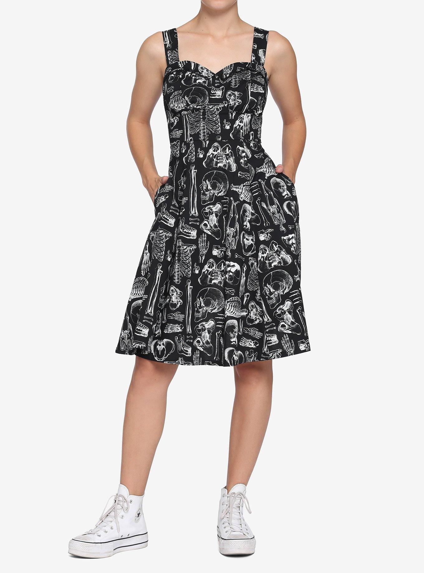 Skeleton Anatomy Retro Swing Dress, MULTI, alternate