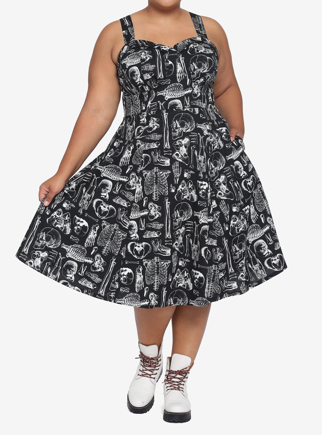 Skeleton Anatomy Retro Swing Dress Plus Size, MULTI, alternate