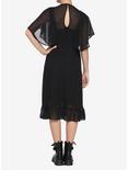 Black Sheer Capelet Midi Dress, BLACK, alternate