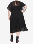 Black Sheer Capelet Midi Dress Plus Size, BLACK, alternate