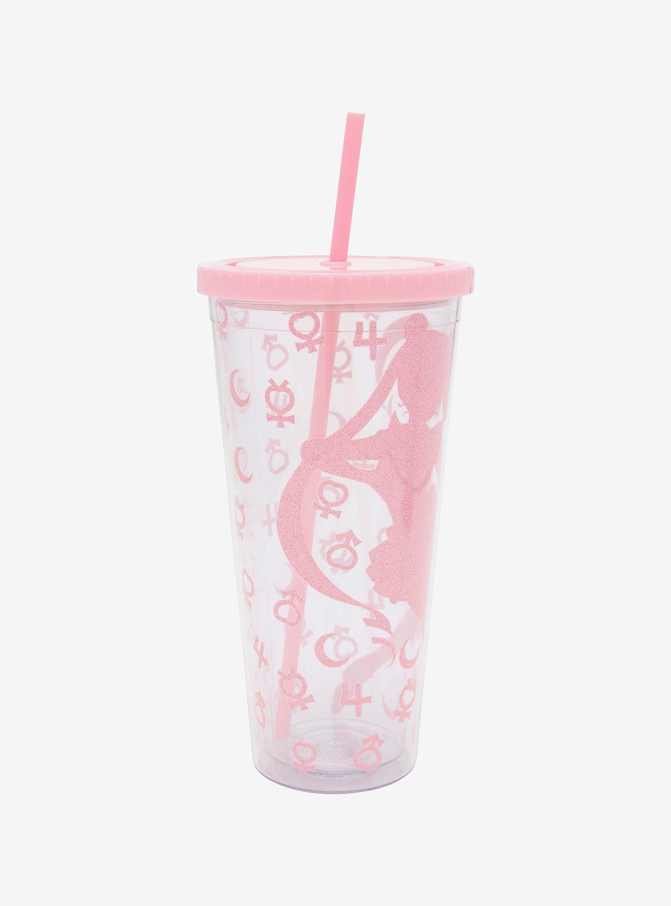 Sailor Moon Pink Silhouette Planetary Symbols Acrylic Travel Cup, , alternate