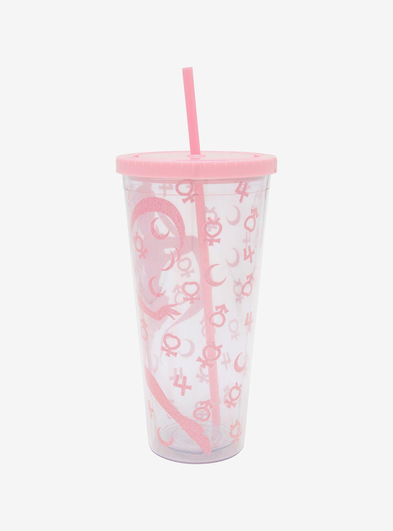 Sailor Moon Pink Silhouette Planetary Symbols Acrylic Travel Cup, , alternate