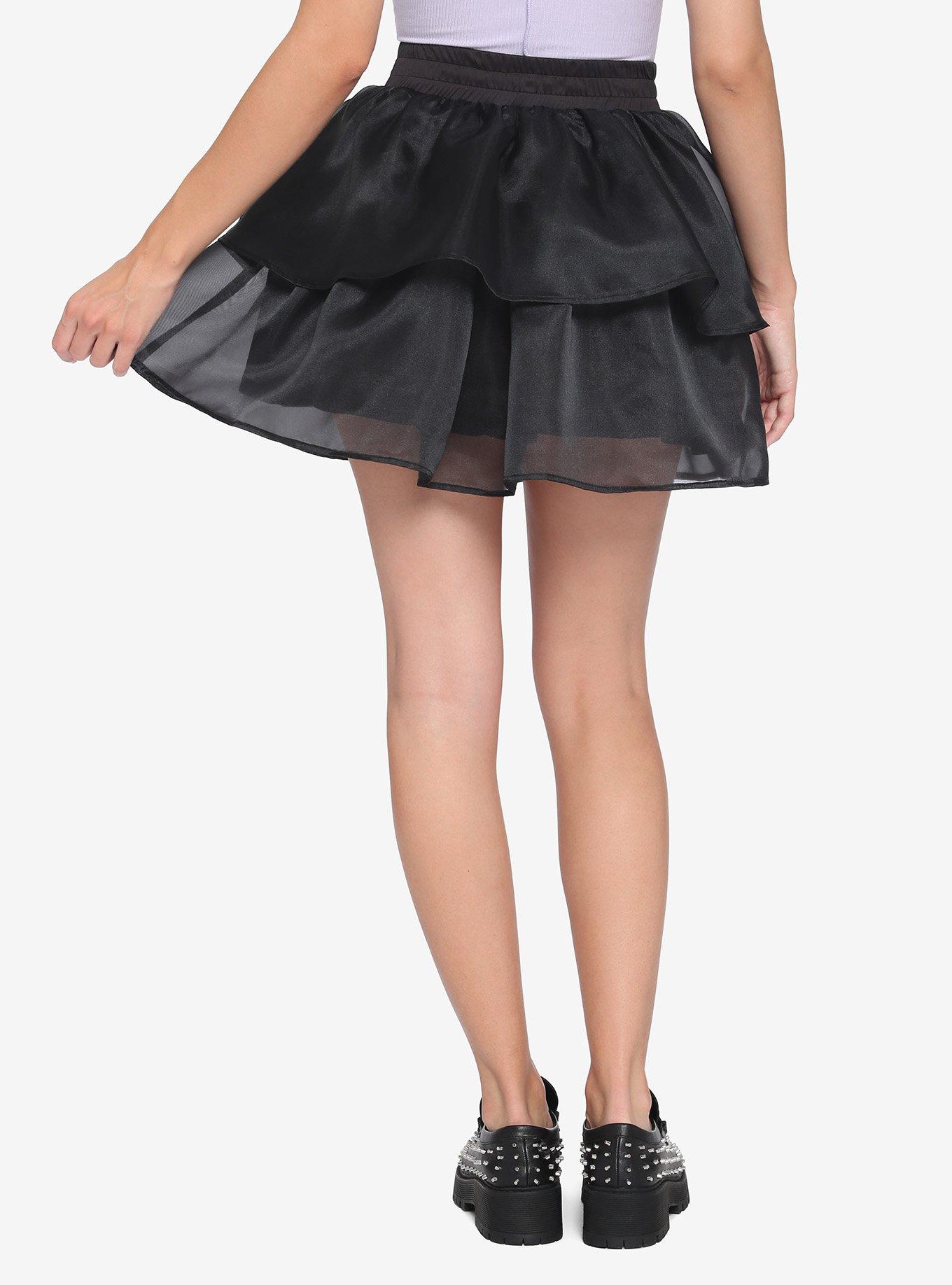 Black Tiered Sheer Skirt, BLACK, alternate