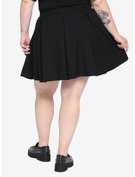 Black Coffin Chain Pleated Skirt Plus Size, , hi-res